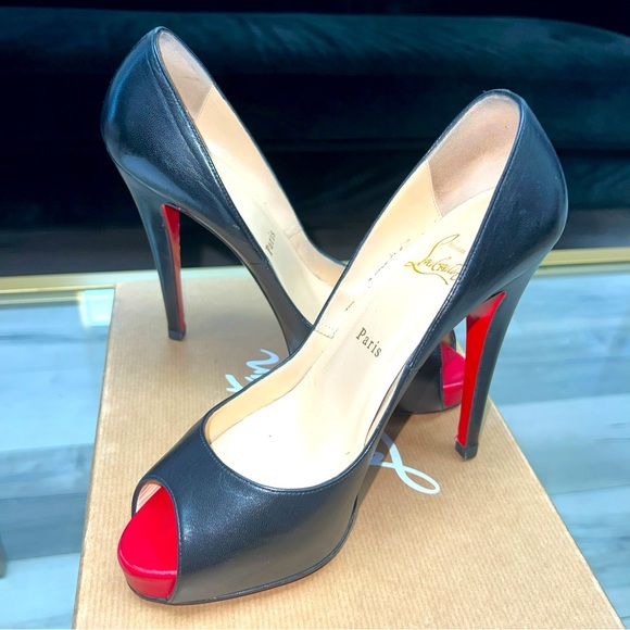 CHRISTIAN LOUBOUTIN Very Privé 120 Kid Patent Leather Pumps Black Sz 38 Preloved - Picture 12 of 16